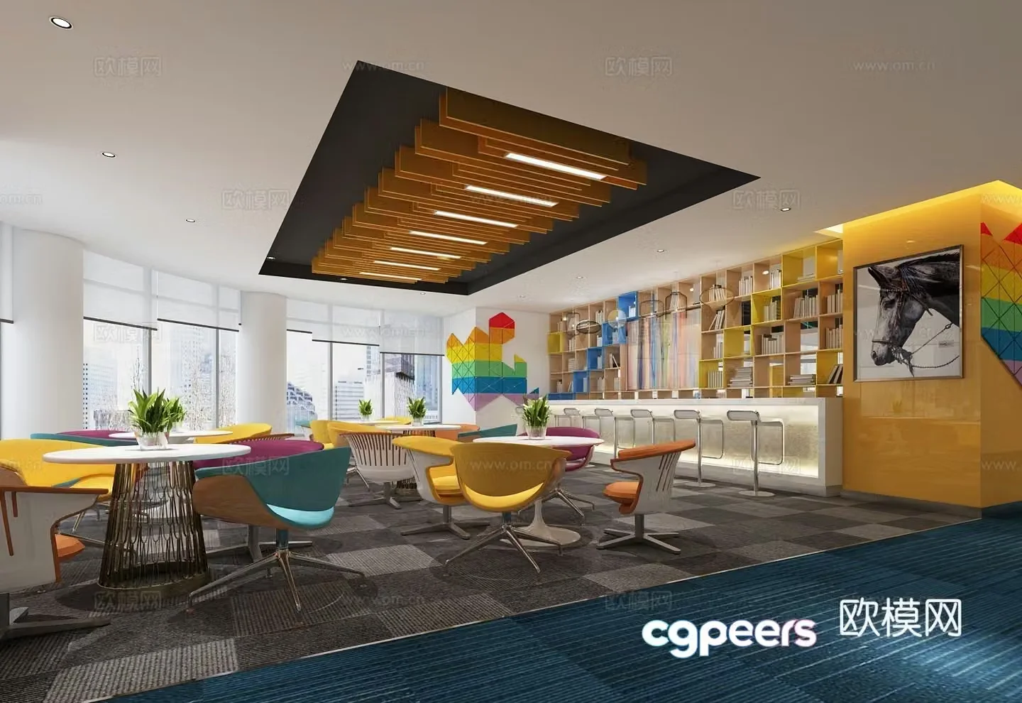 Modern office public office area 3d model