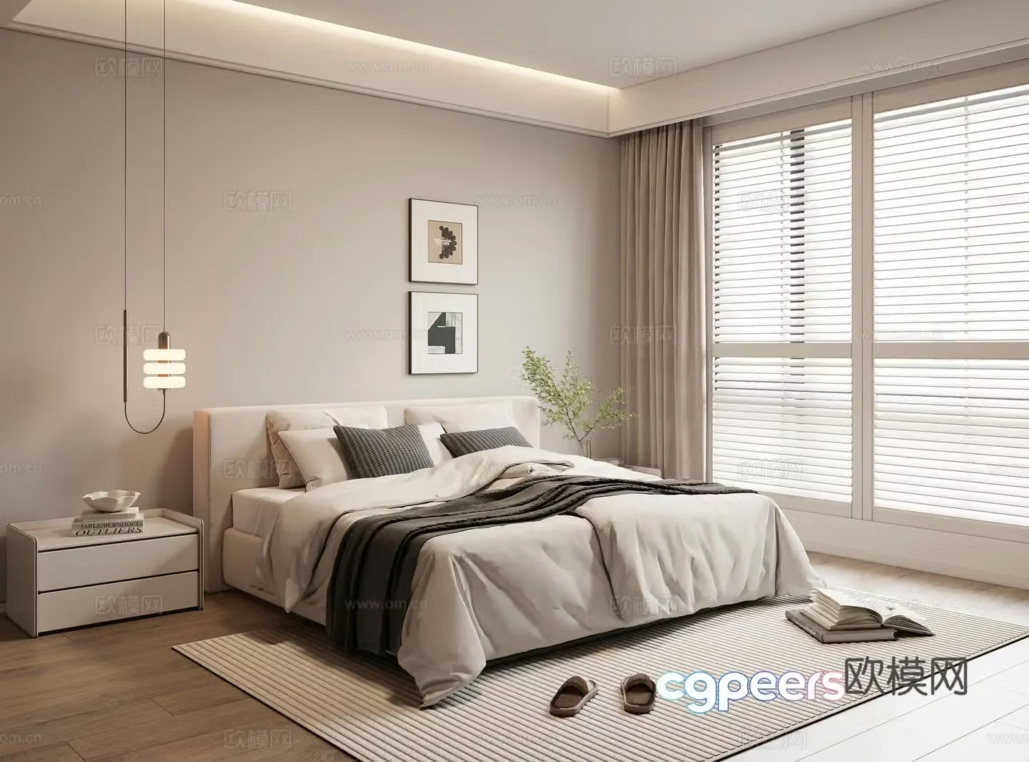 Modern bedroom Wasabi bedroom second bedroom double bed 3d model