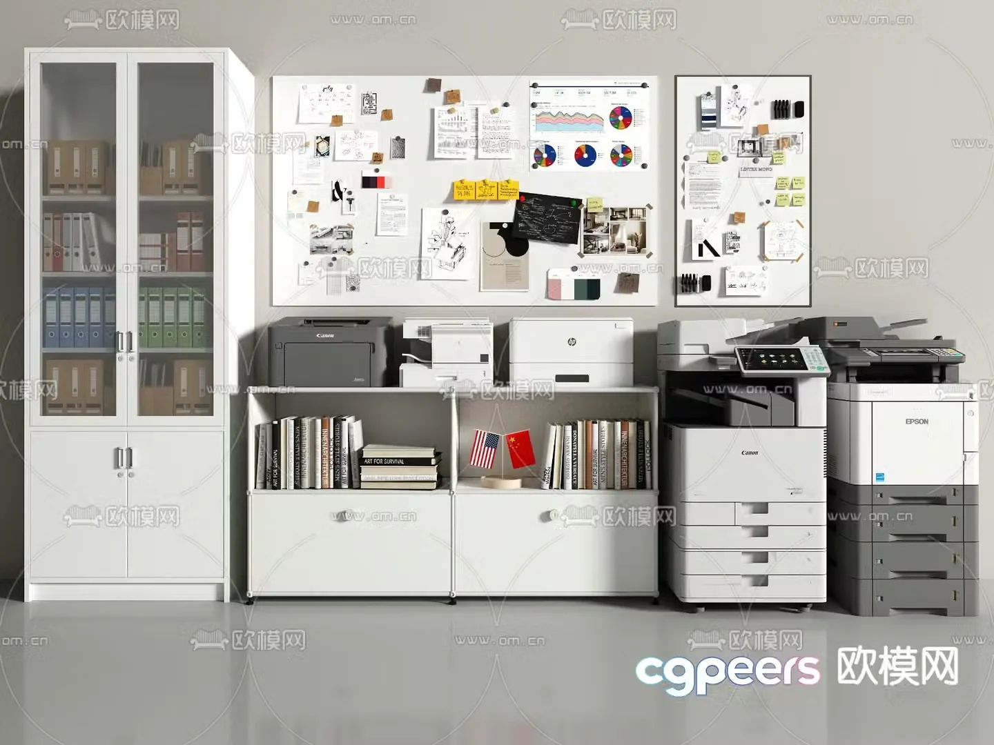 File cabinet information cabinet file cabinet printer note wall office supplies 3d model