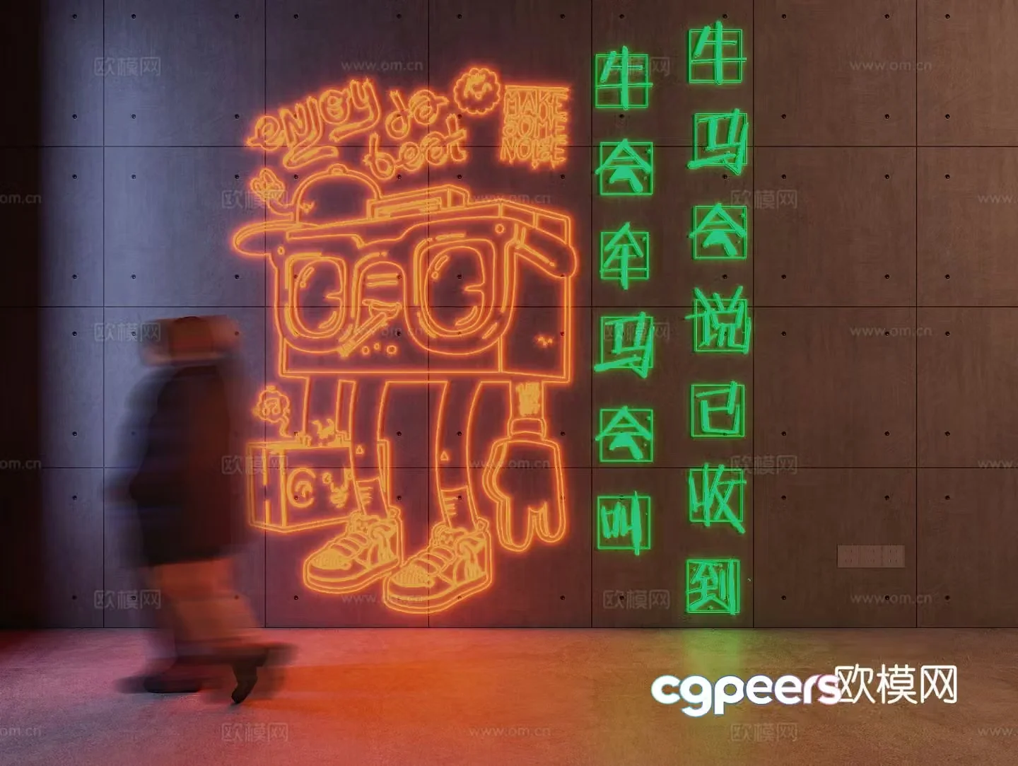 Robot Neon Light Decorative Light Advertising Light 3d model