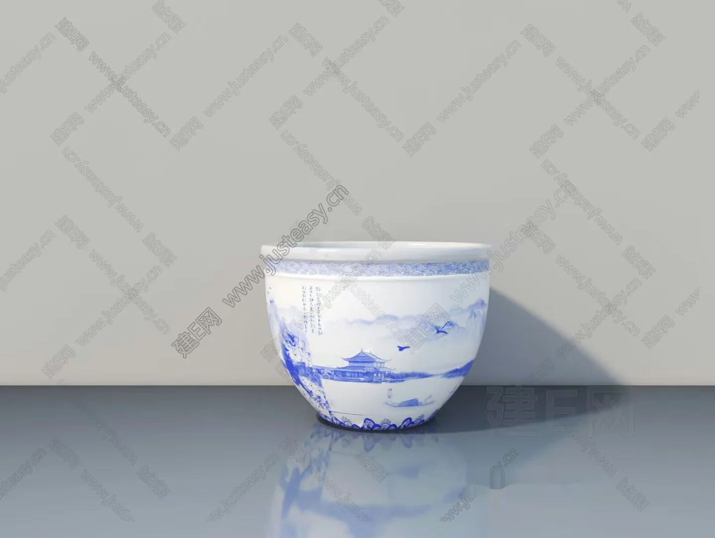 A Blue And White Porcelain Bowl 3D Model – 719 – VRAY Render