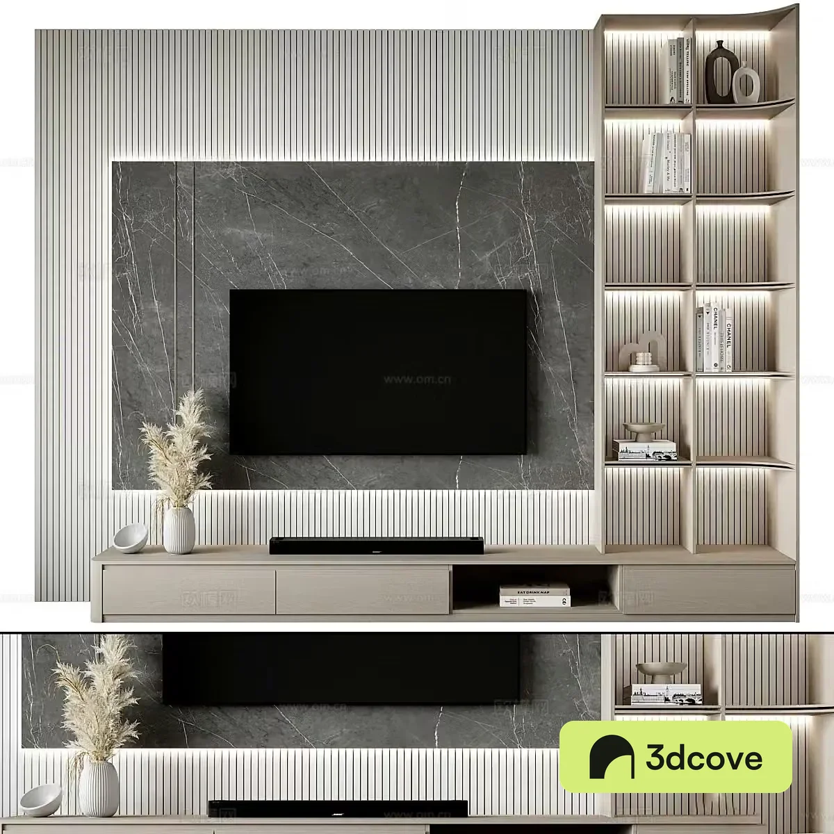 Modern Italian minimalist TV background wall