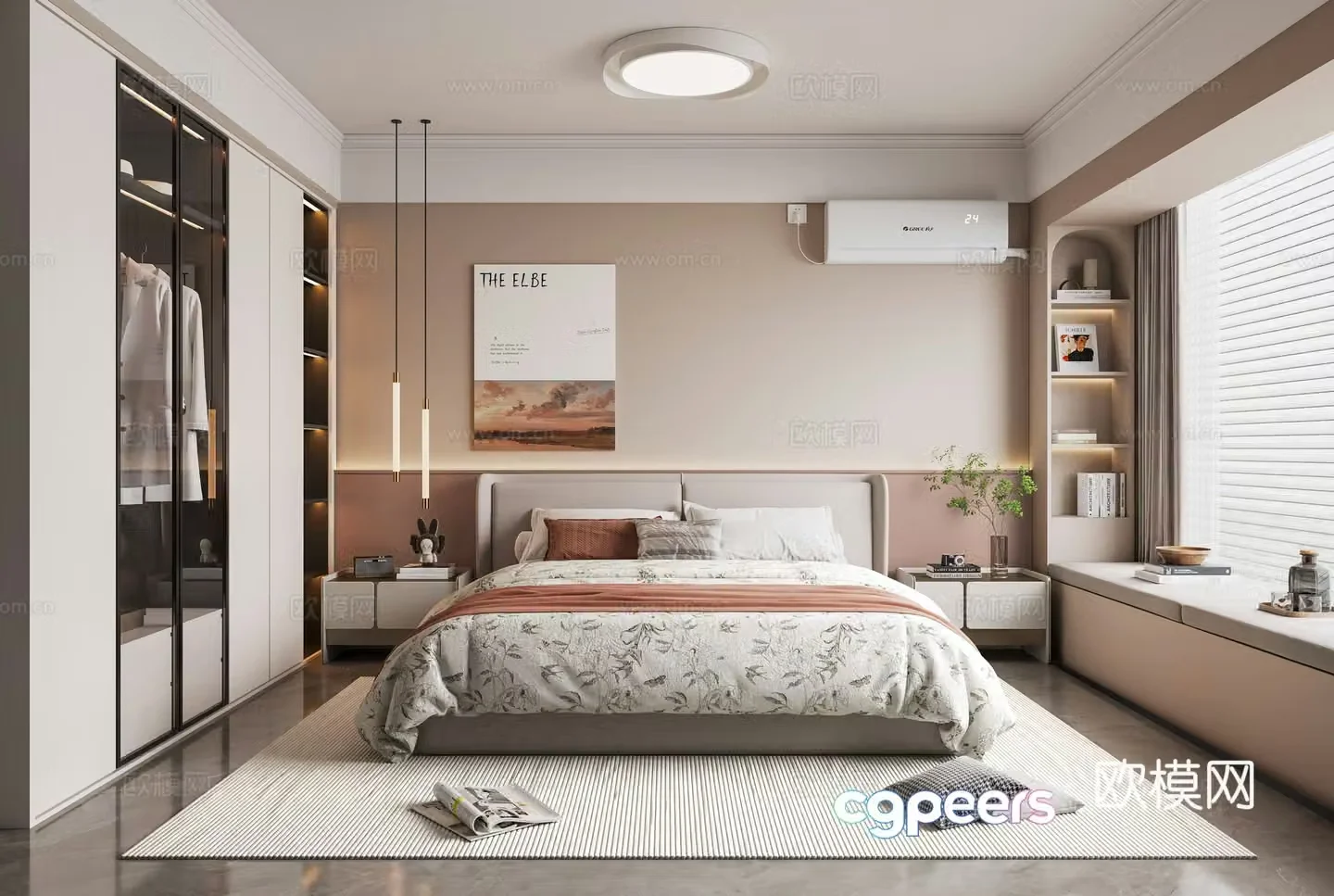 Modern minimalist bedroom 3d model
