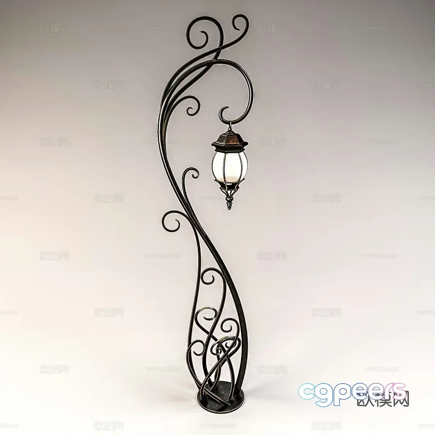 European Wrought Iron Floor Lamp Outdoor Floor Lamp Special-shaped Floor Lamp 3D Model