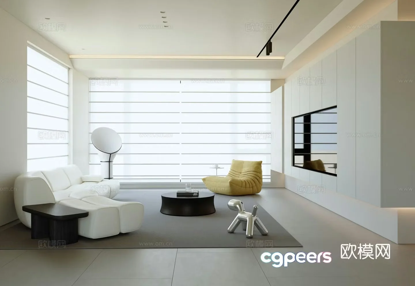 Modern minimalist living room 3d model