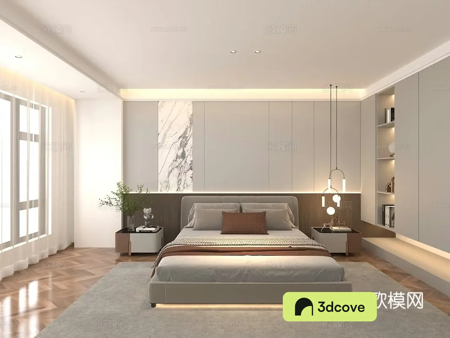 Double bed Modern style bedroom