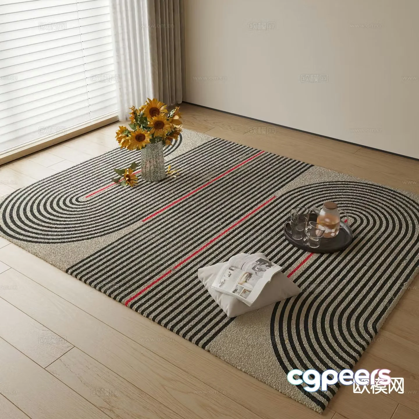 Modern carpet square rug 3d model
