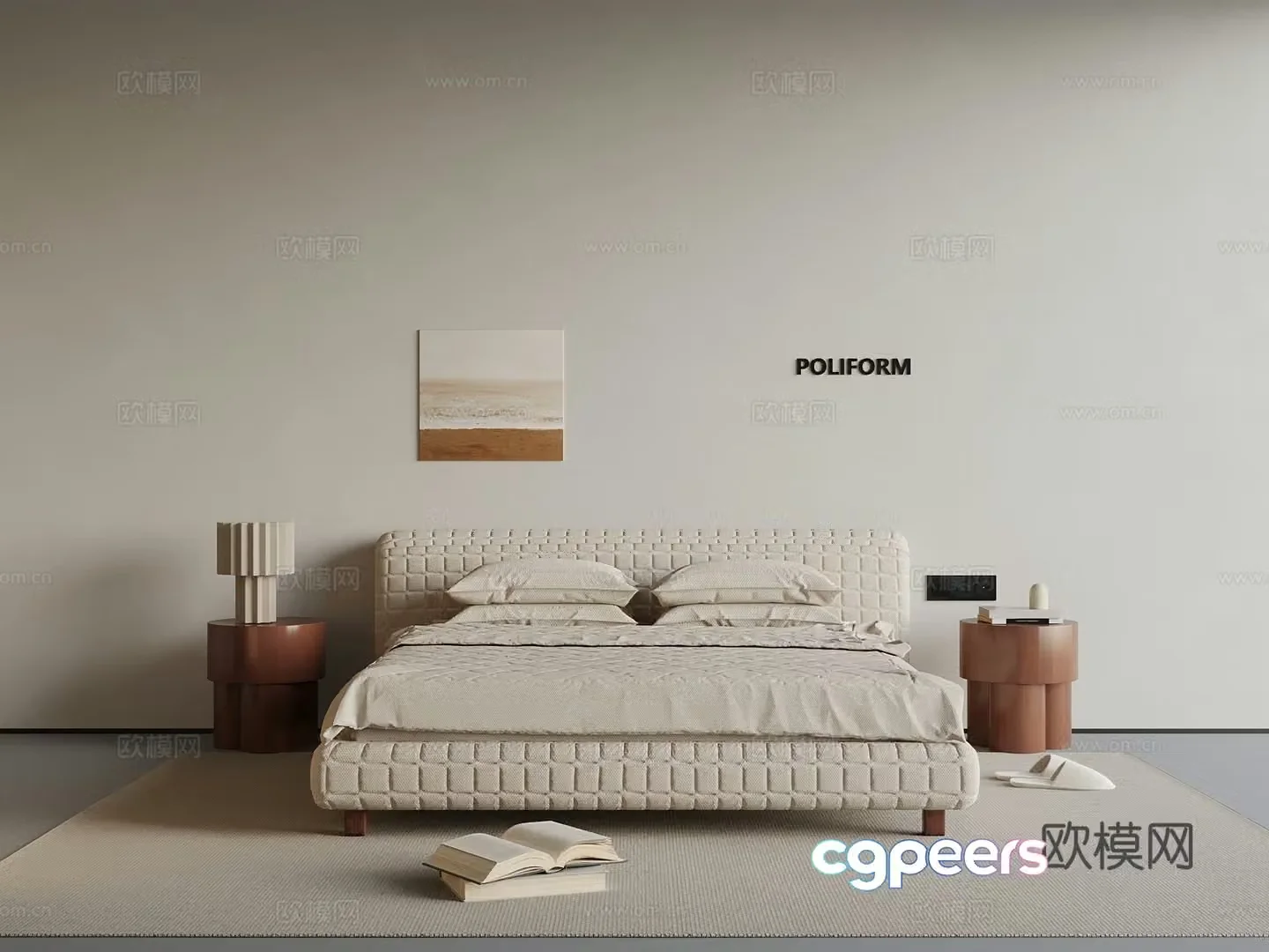 Middle-aged double bed 3D model