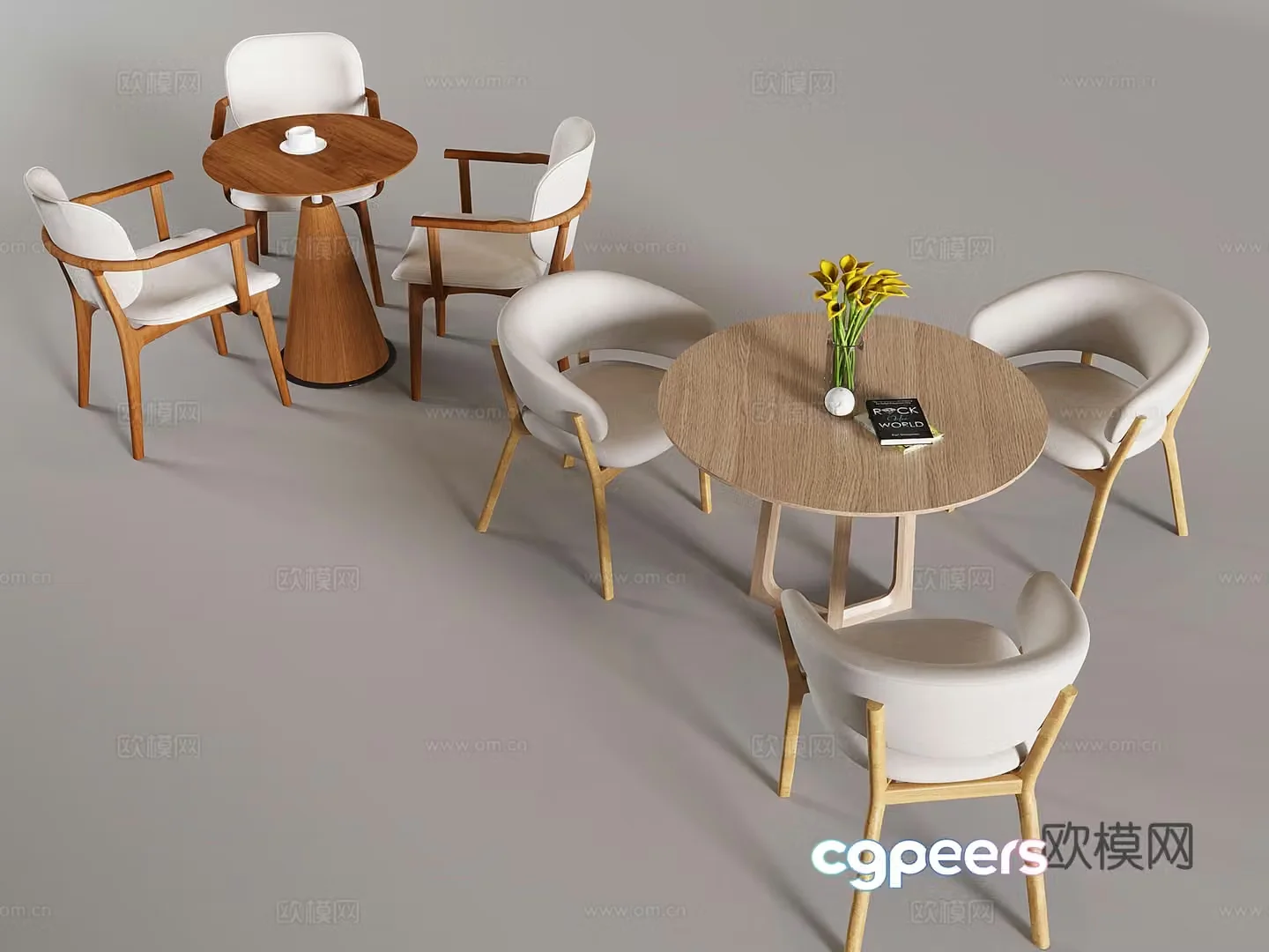 Medium style dining table and chair combination tea table and chair leisure table and chair 3D model
