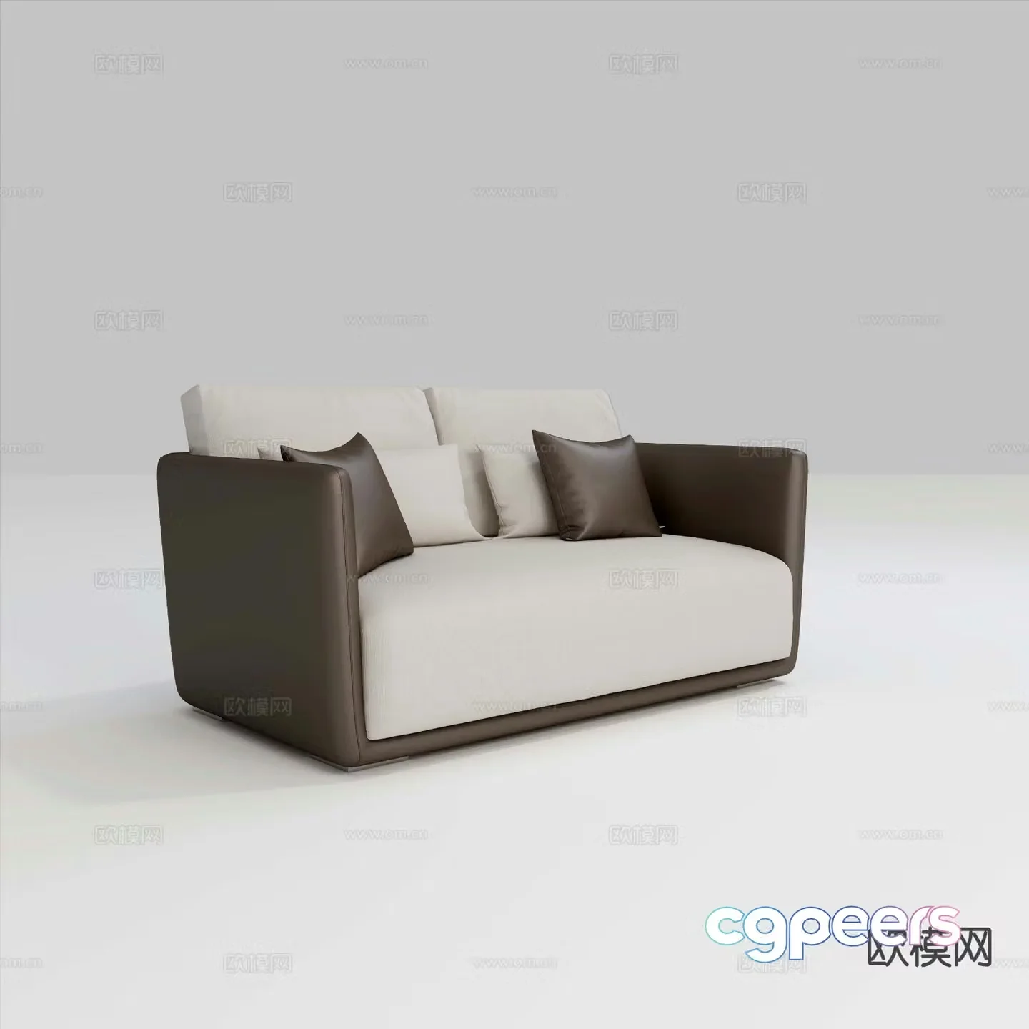 Modern loveseat leather sofa 3d model