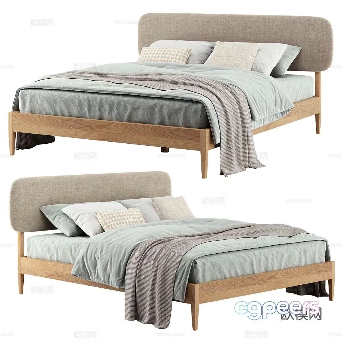 Nordic double bed 3d model