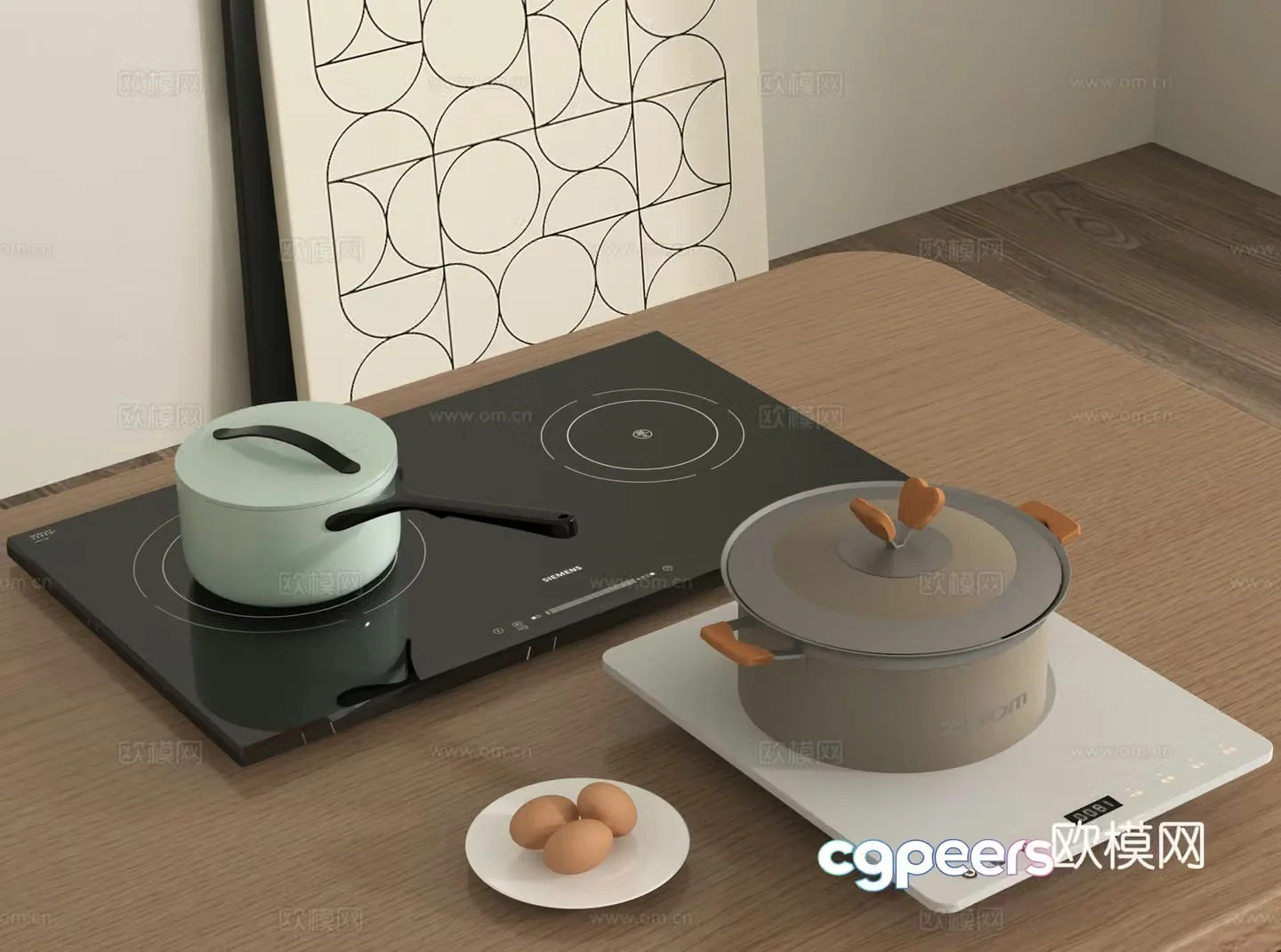 Induction cooker double induction cooker milk cooker soup cooker 3D model