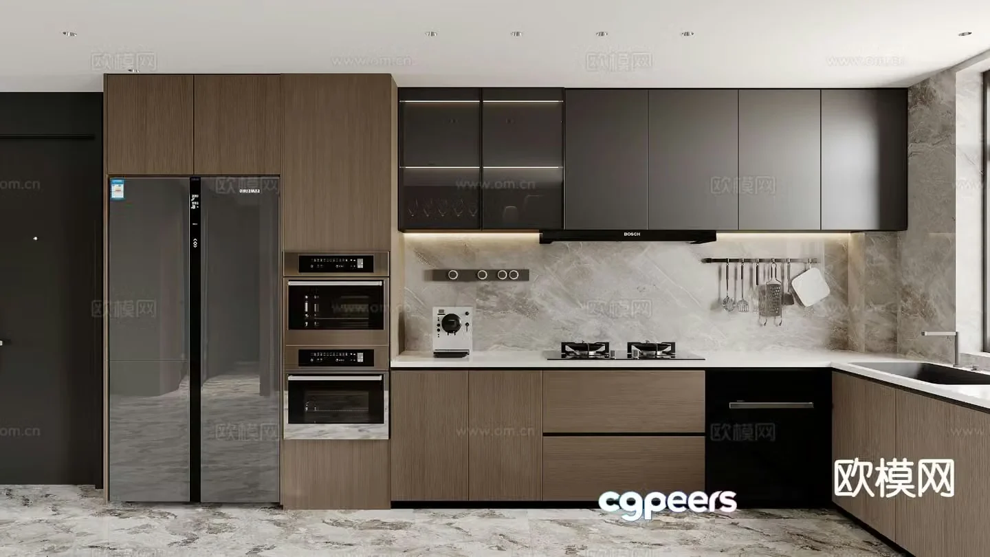 Italian kitchen cabinet 3d model