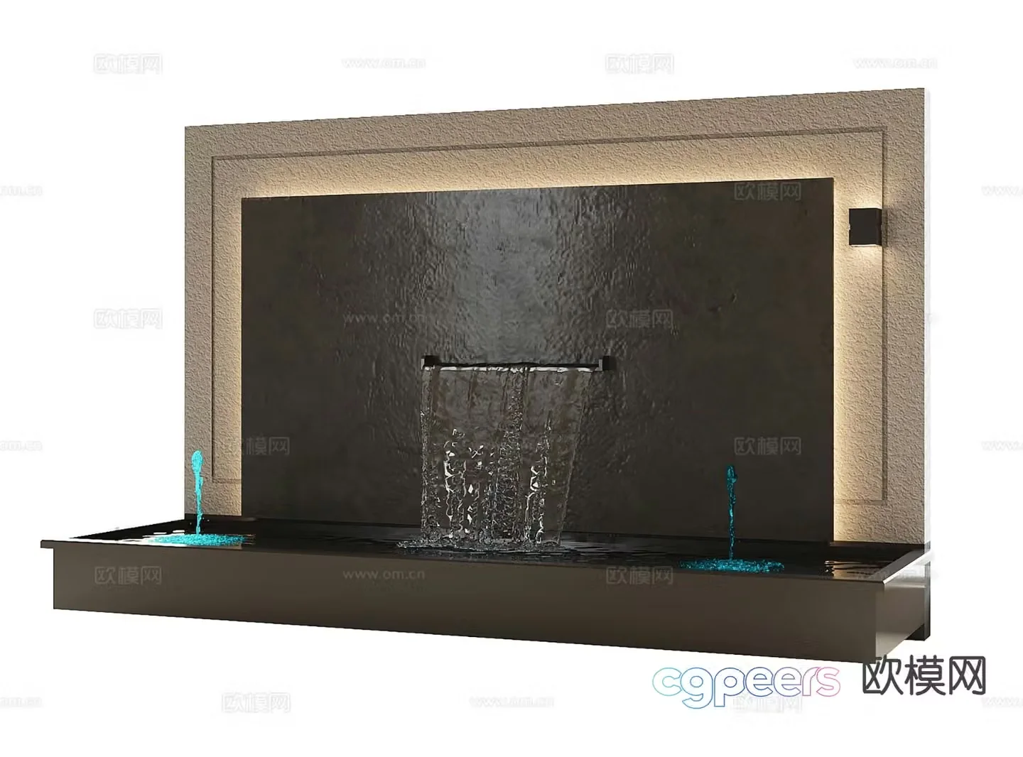 Courtyard water curtain water feature waterfront feature wall 3D model