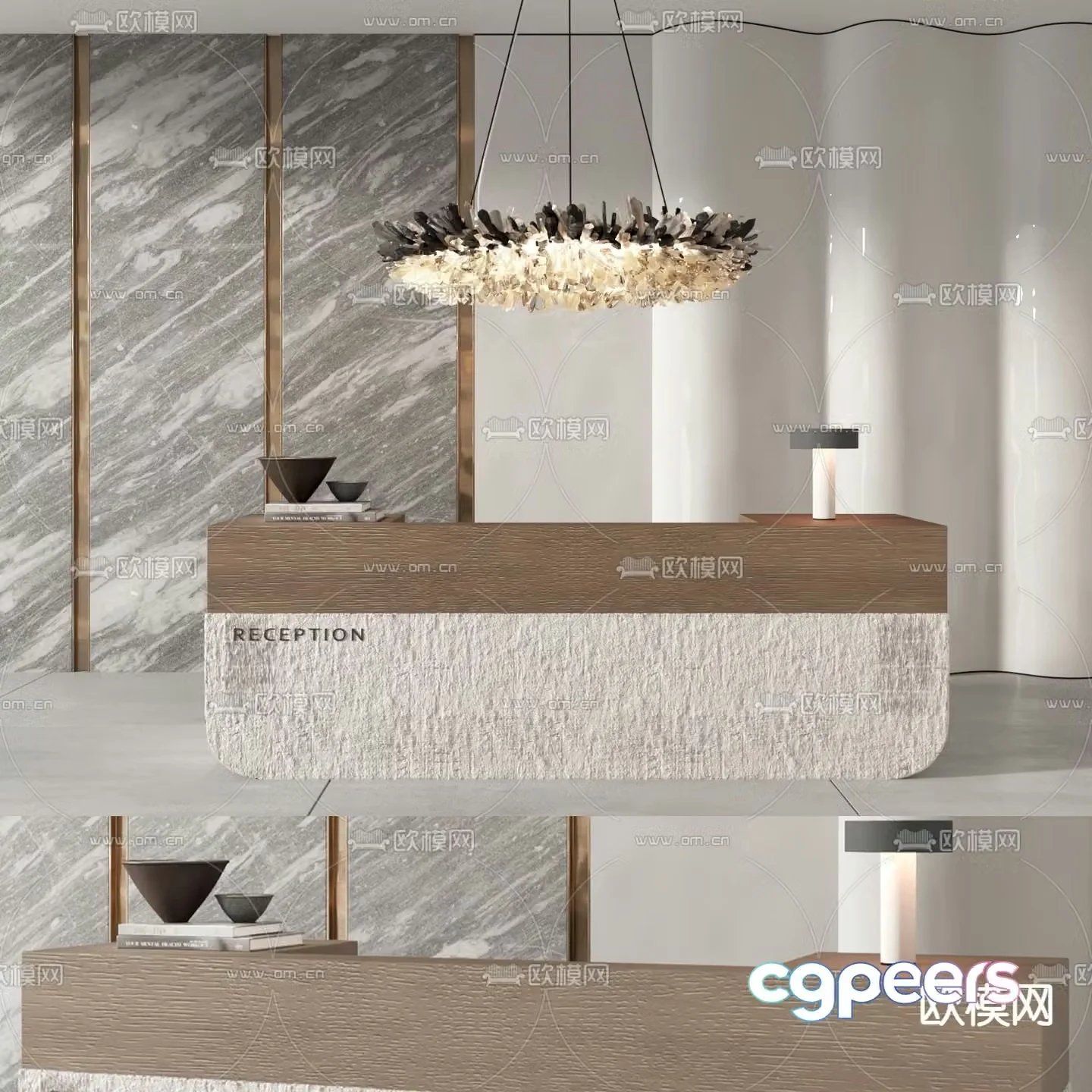 Front desk reception desk service desk 3d model