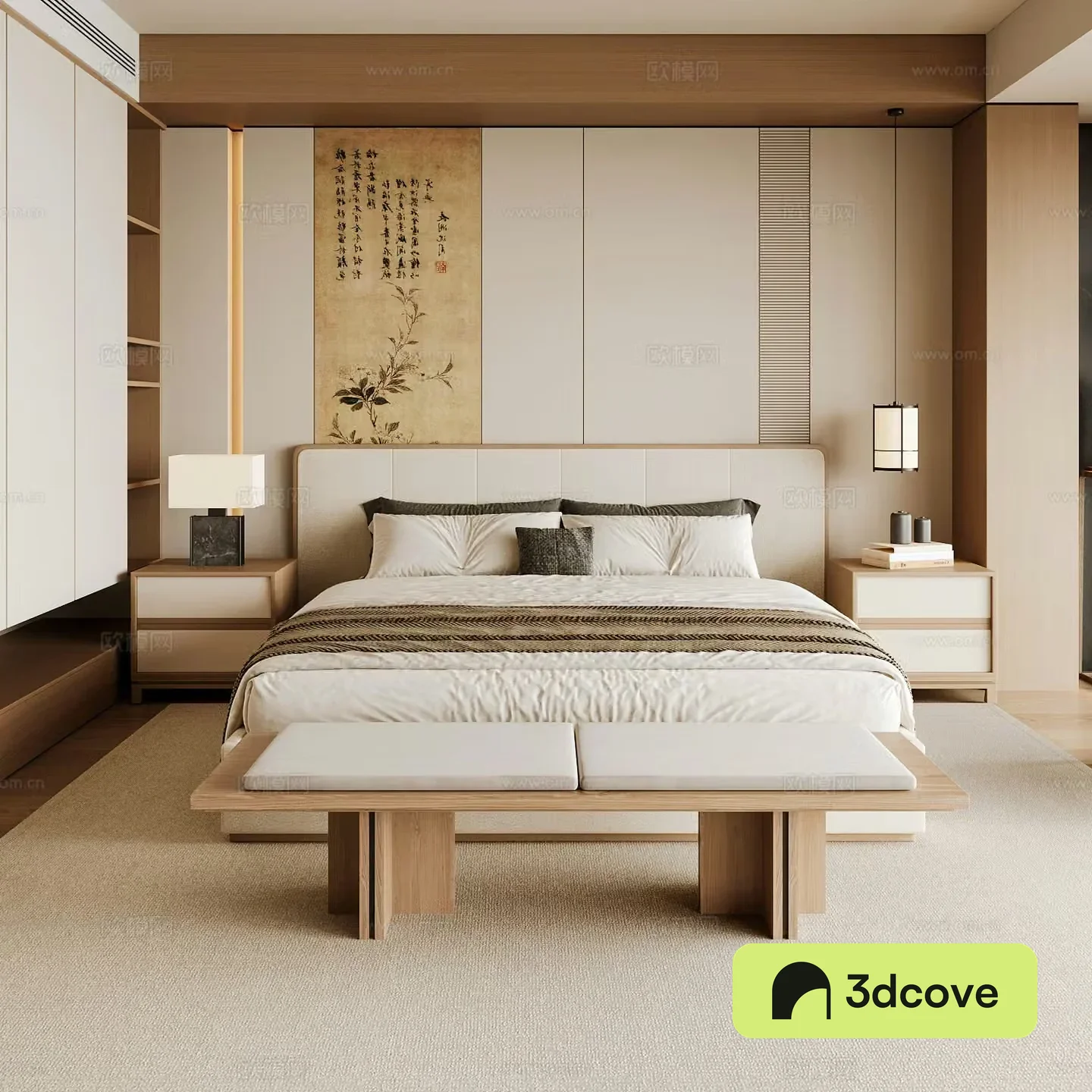 New Chinese style home bedroom Song family aesthetic bedroom Song style bedroom New Chinese style double bed New Chinese