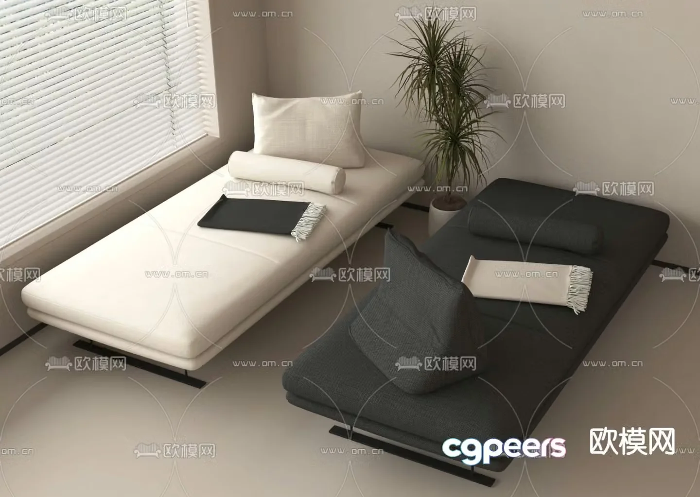 Modern sofa bed double sofa 3d model