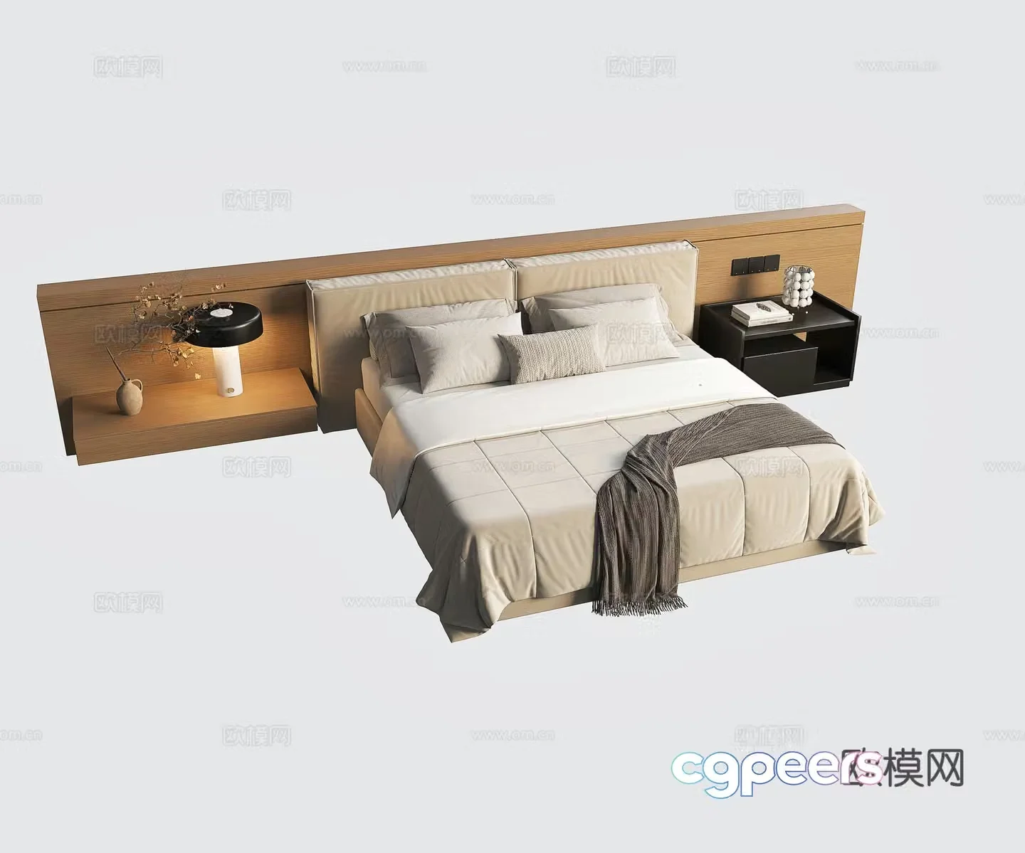 Modern double bed medieval style double bed bedside table Italian double bed 3D model