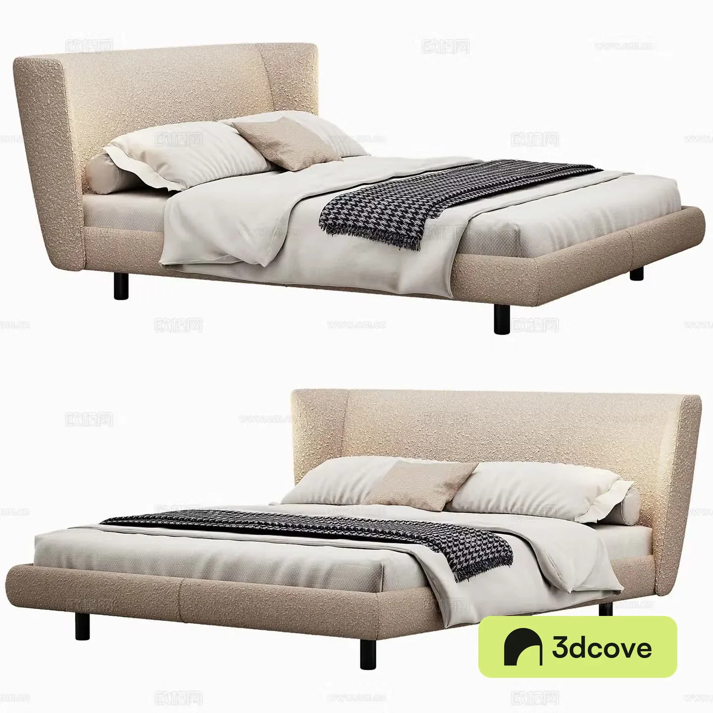 Modern Double Bed Fabric Double Bed Bedroom Bed Frame Bedding Pillow Holding