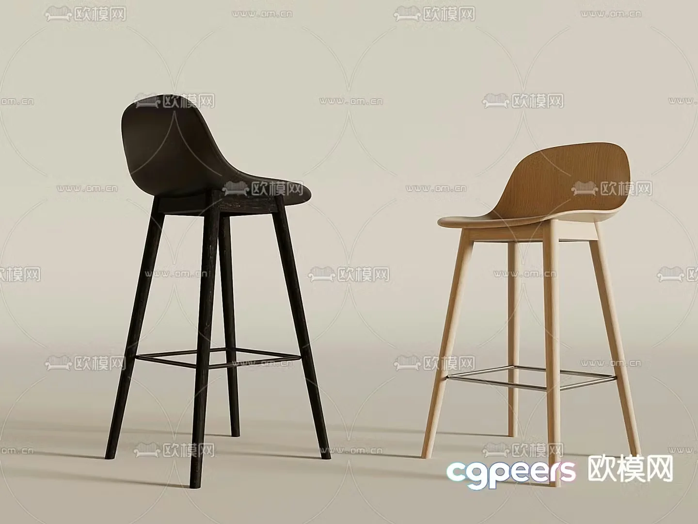 Nordic bar stool bar stool high stool 3d model