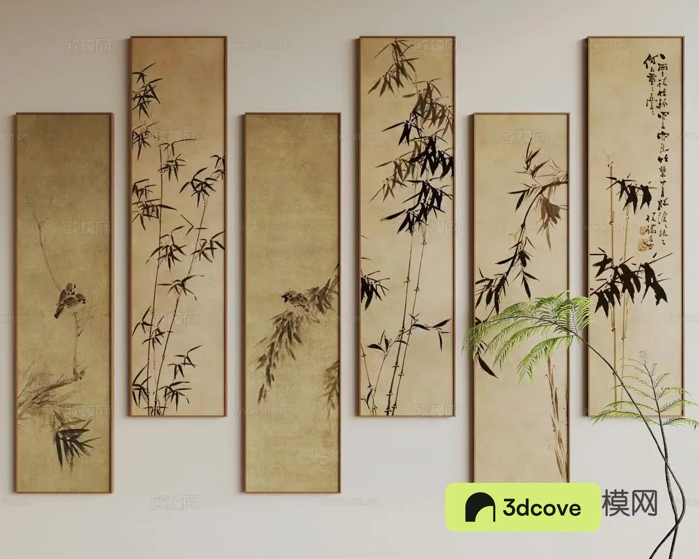 New Chinese style hanging painting bamboo painting vertical hanging painting