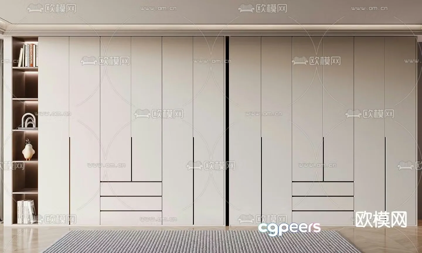 Cream style wardrobe wardrobe 3d model