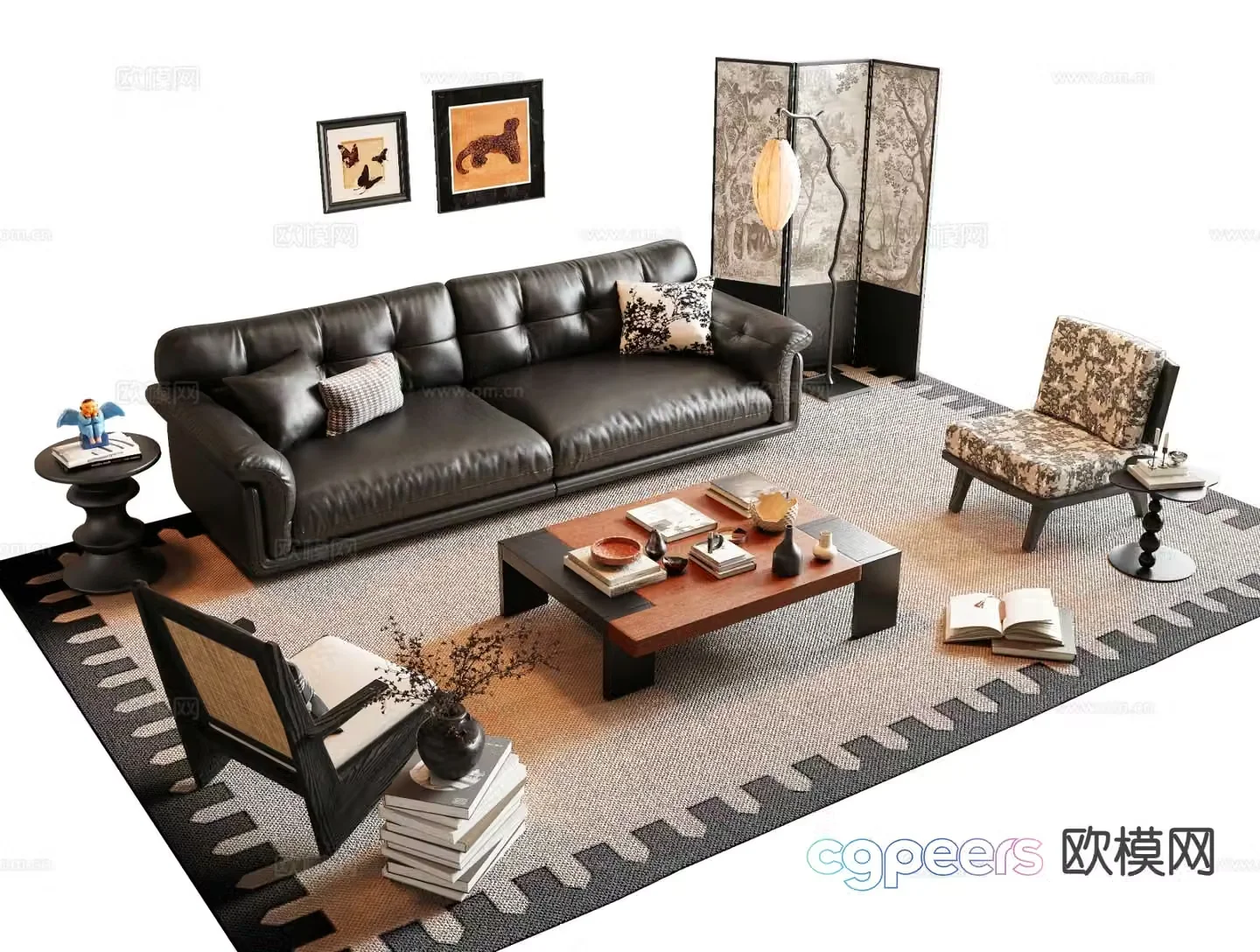 Medieval style sofa modular sofa 3d model