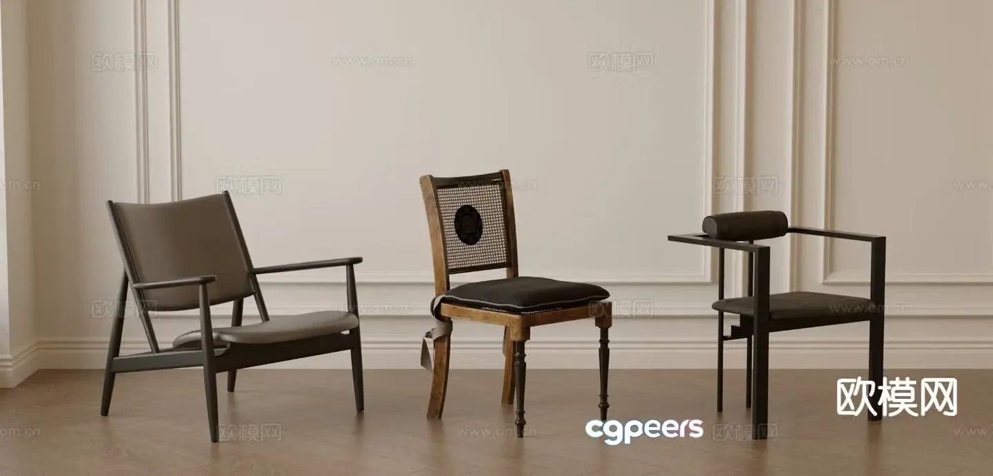 Medieval style chair leisure chair 3d model