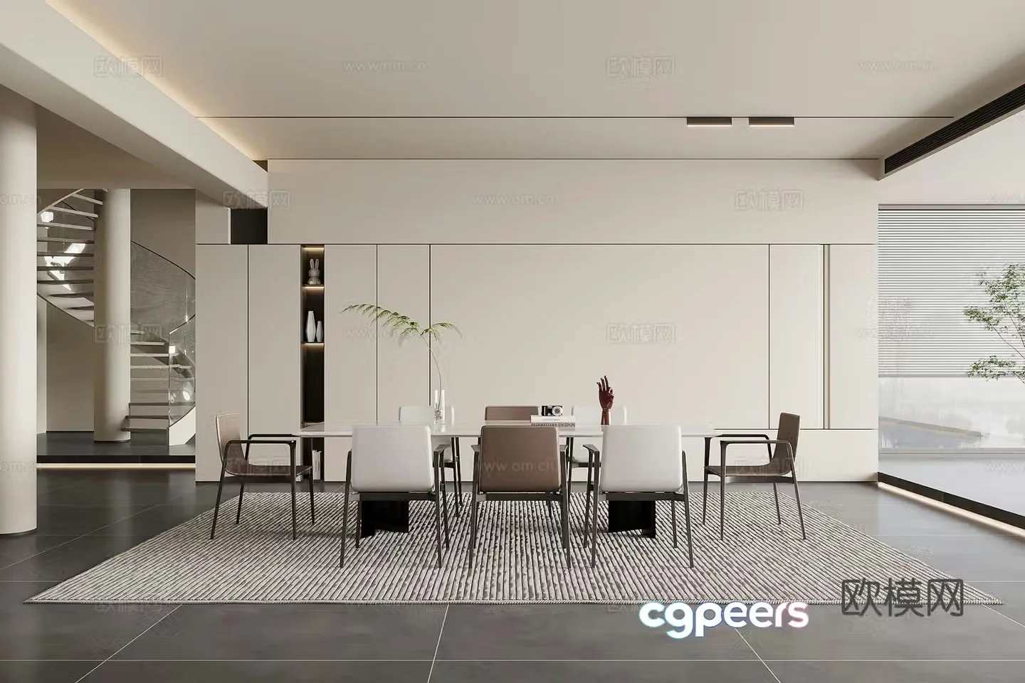 Restaurant Modern and simple restaurant Dining table and chair combination 3D model