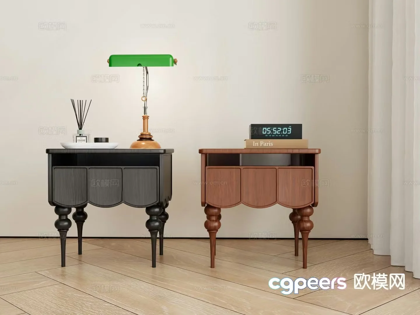 French bedside table 3d model