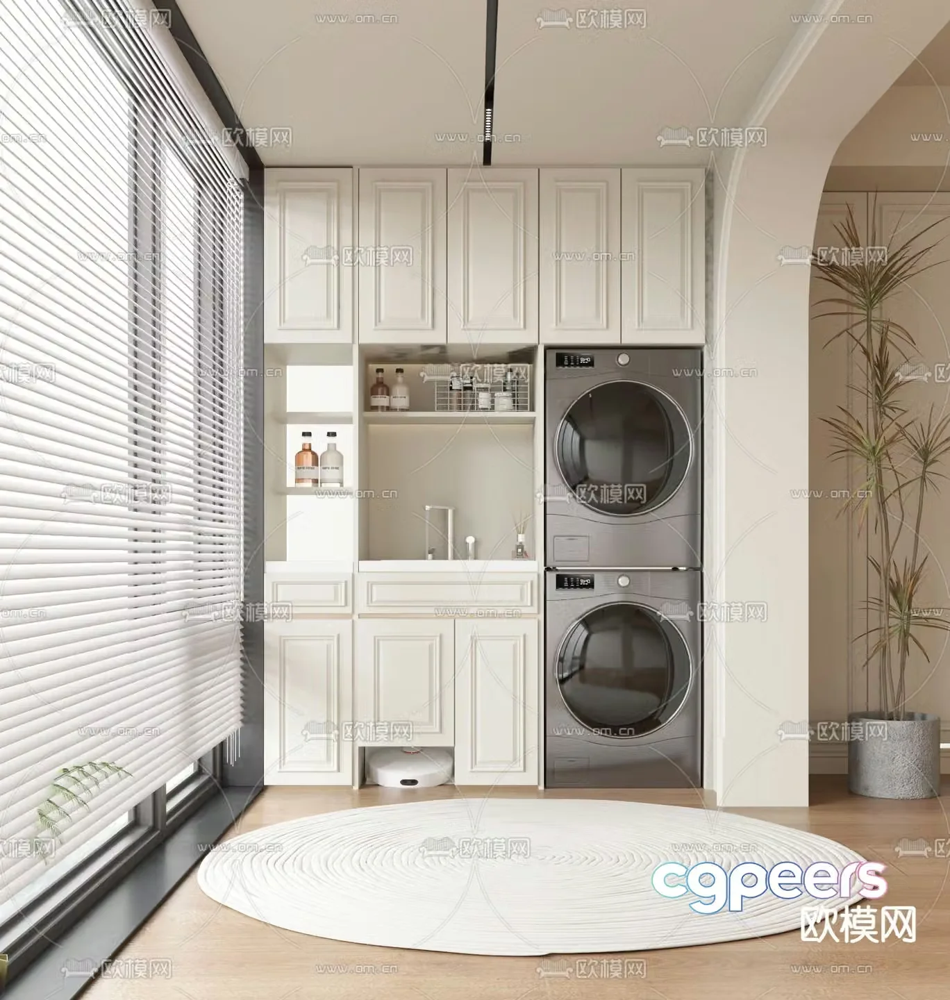 American balcony cabinet washing cabinet 3d model