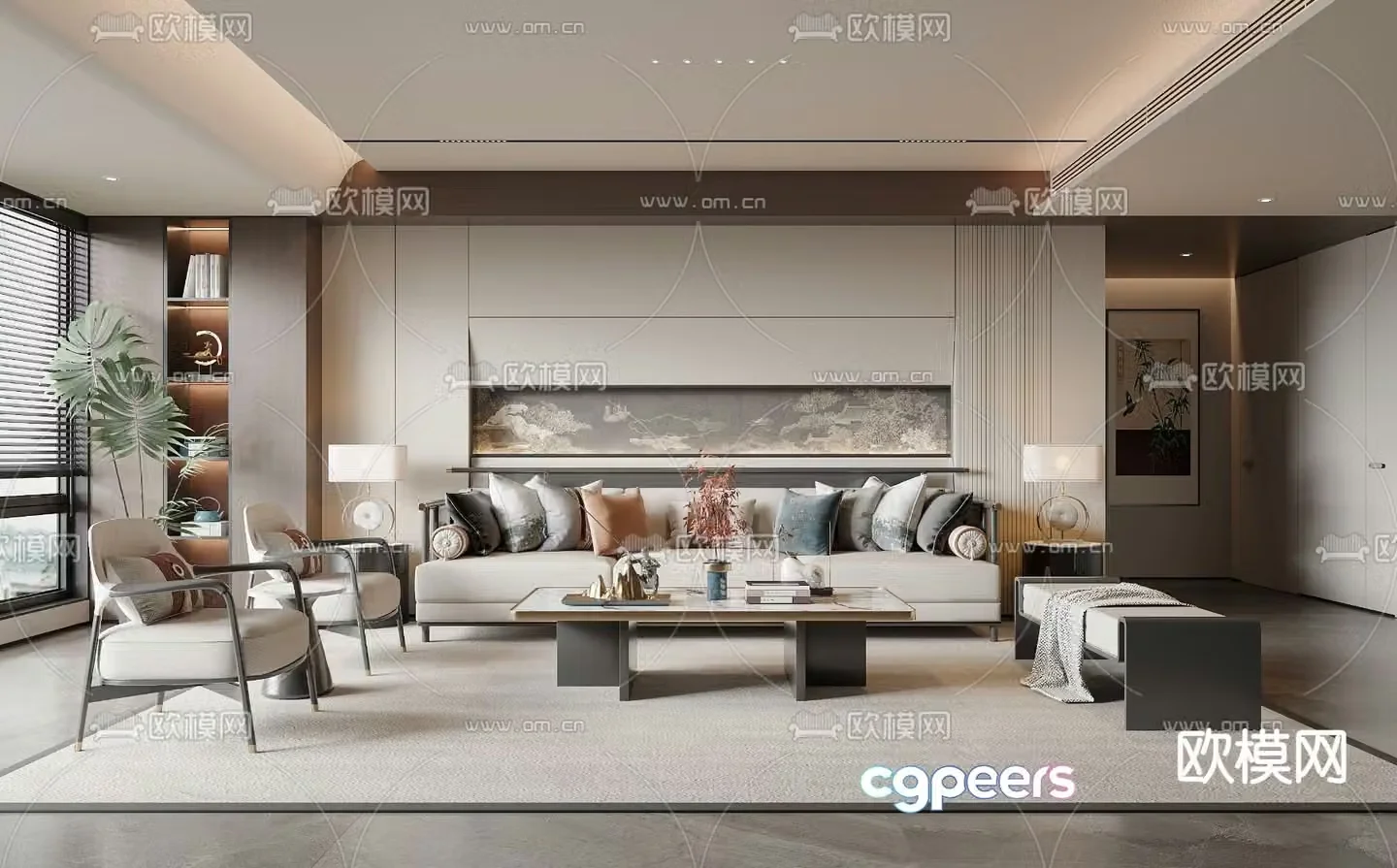 New Chinese living room Song’s aesthetic 3D model