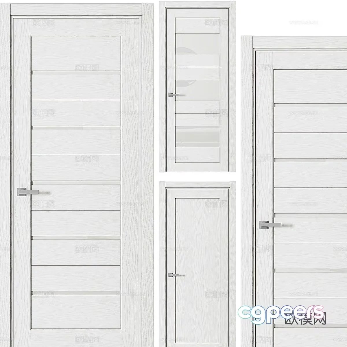 Modern simple room door single door white wooden door 3d model