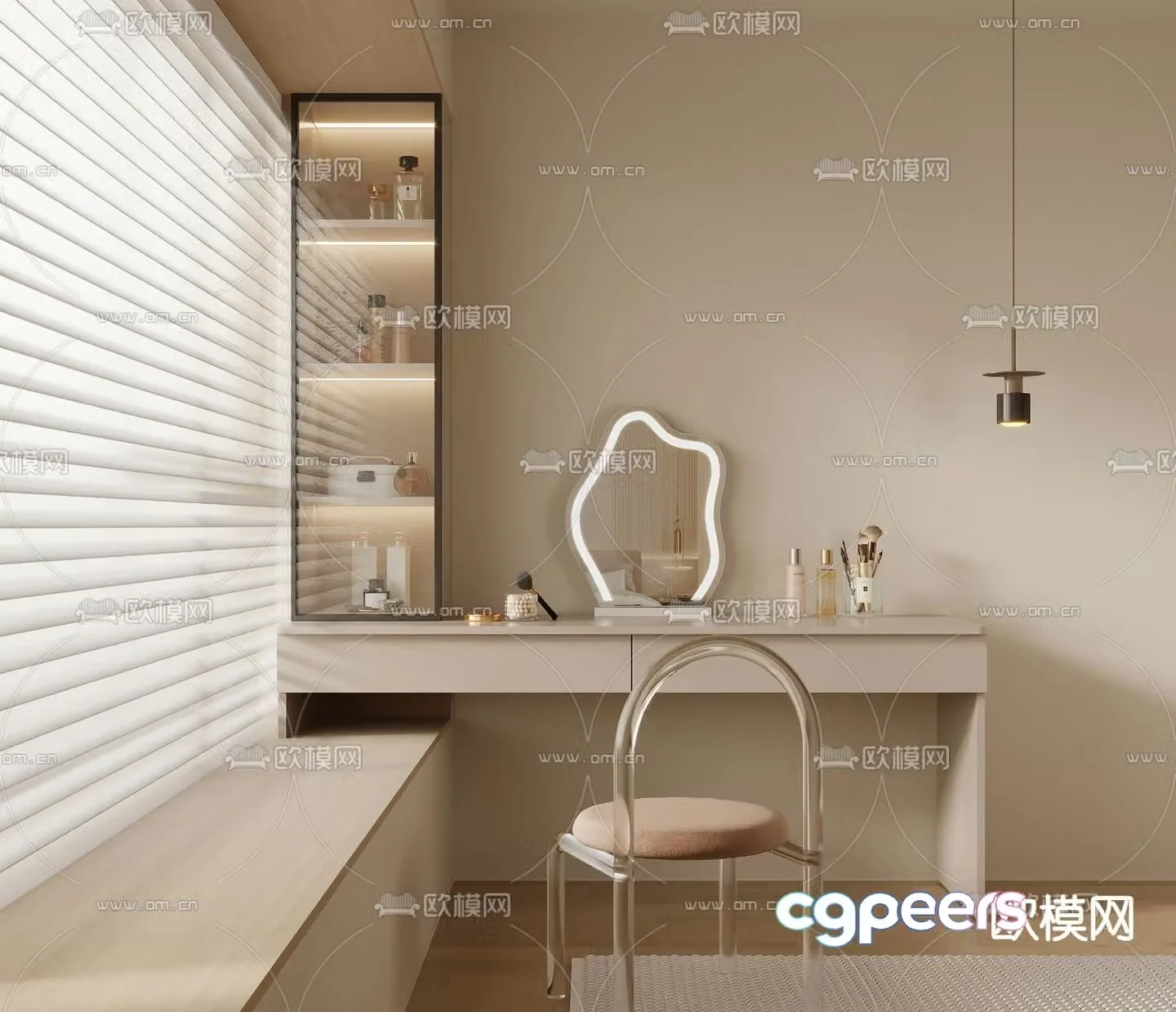 Cream style dresser 3d model