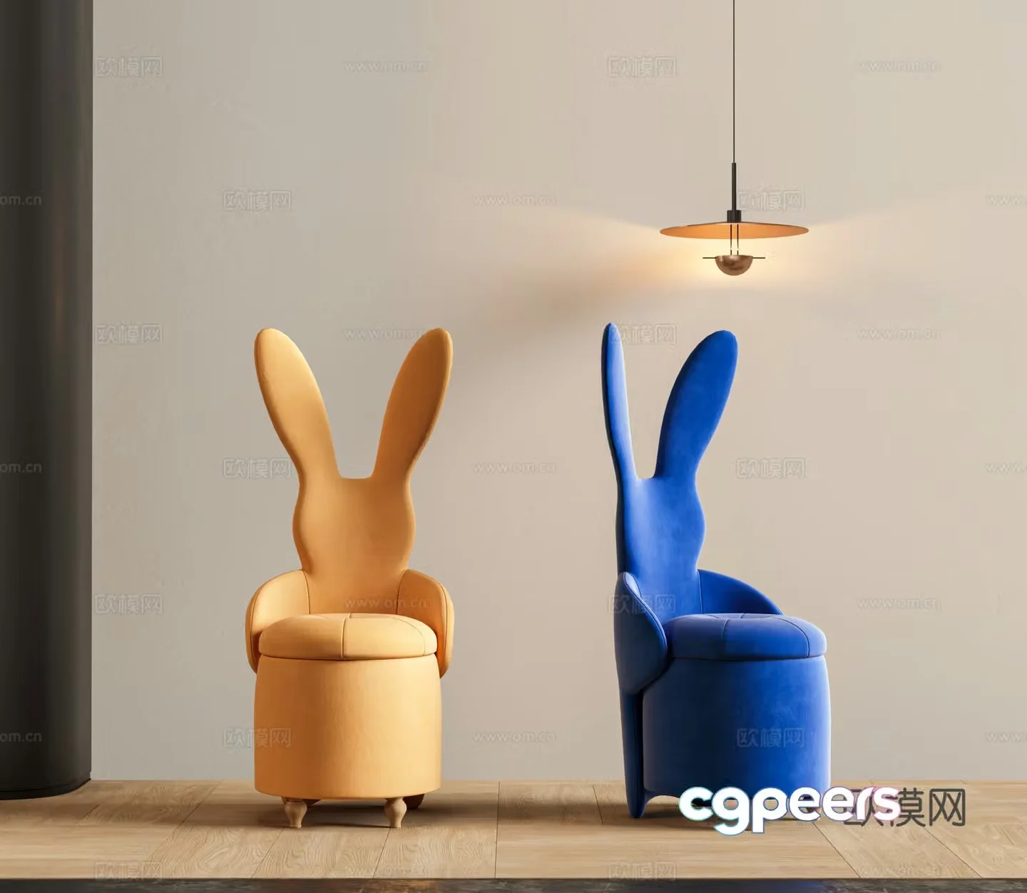 Modern children’s chair rabbit children’s single chair children’s desk chair single chair rabbit single 3d model