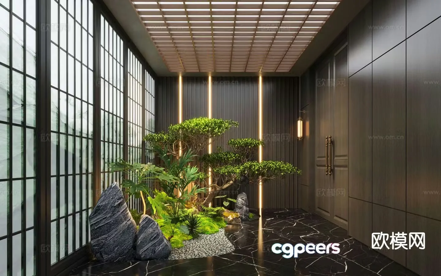 New Chinese style aisle landscape indoor landscaping 3d model