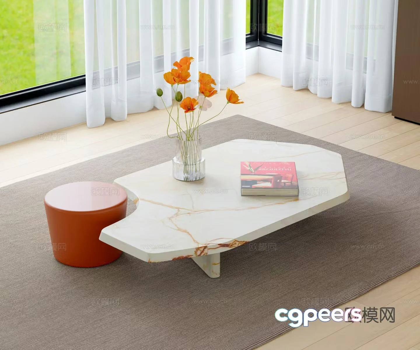 Modern marble coffee table 3d model