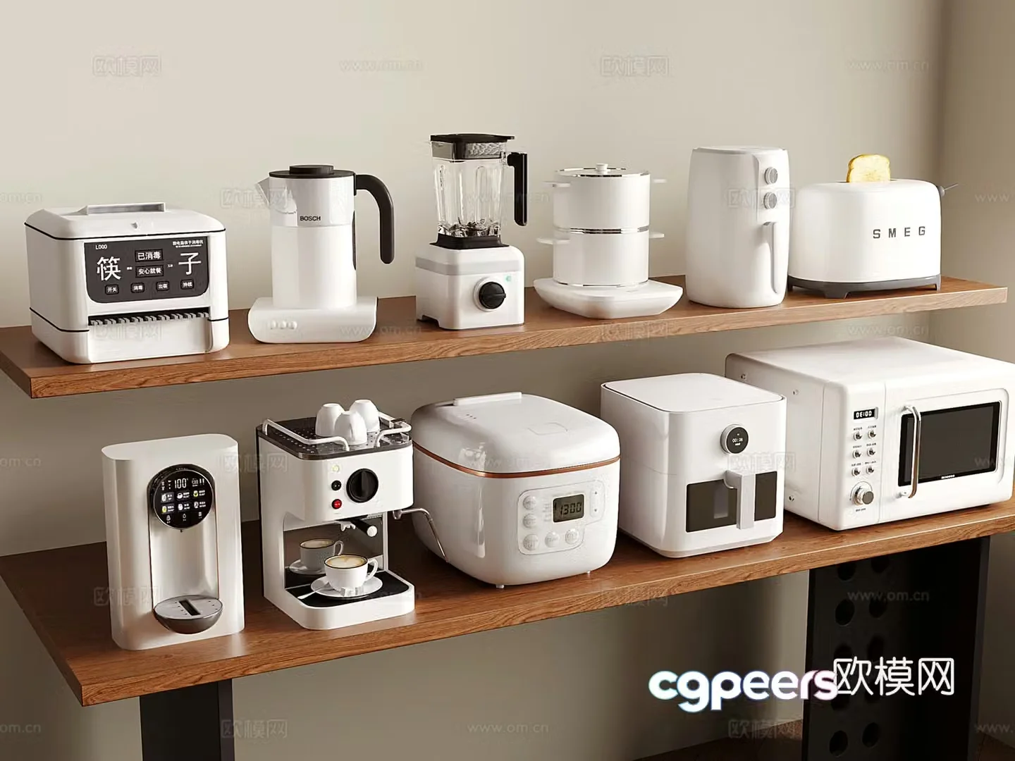 Modern kitchen appliances small household appliances oven coffee maker rice cooker 3D model