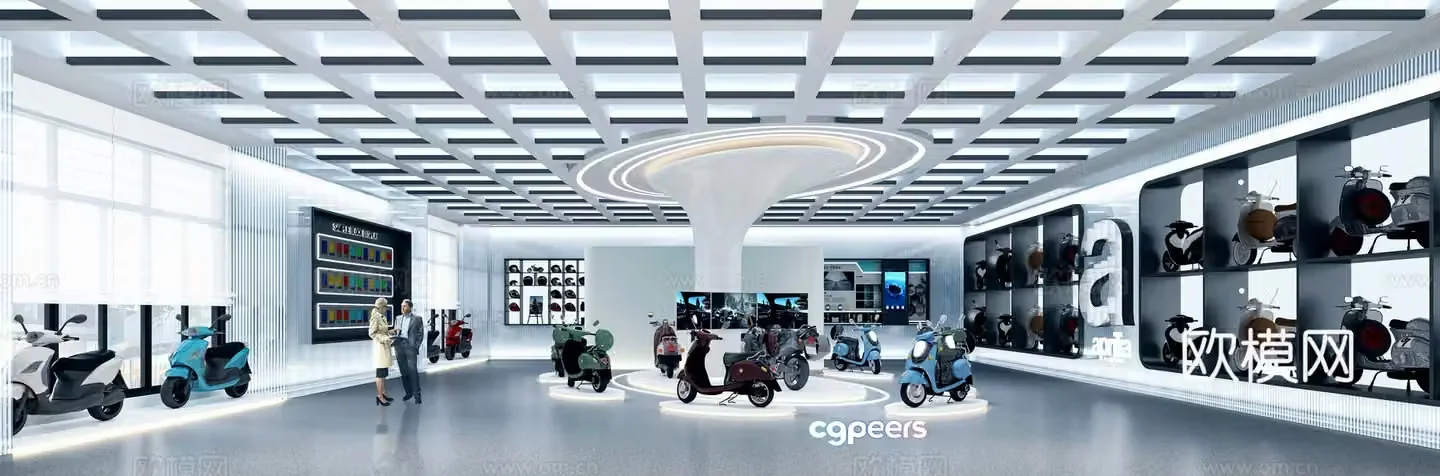 Modern battery car showroom 3D model