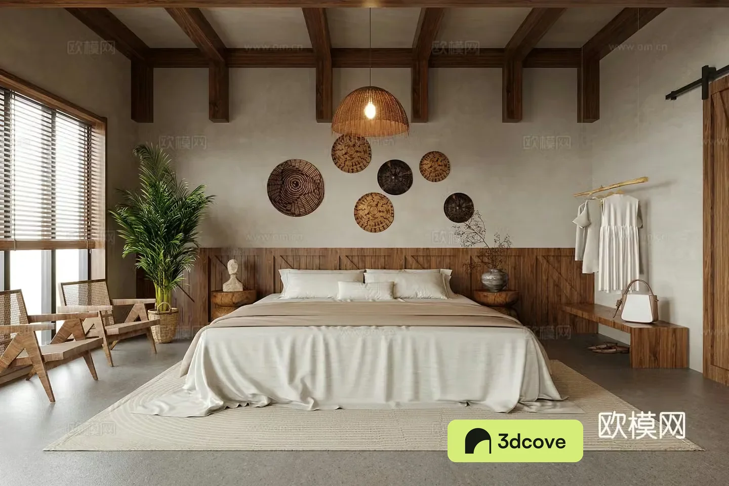 Wasabi Bedroom Bed and Breakfast Room Double Bed 3D Model