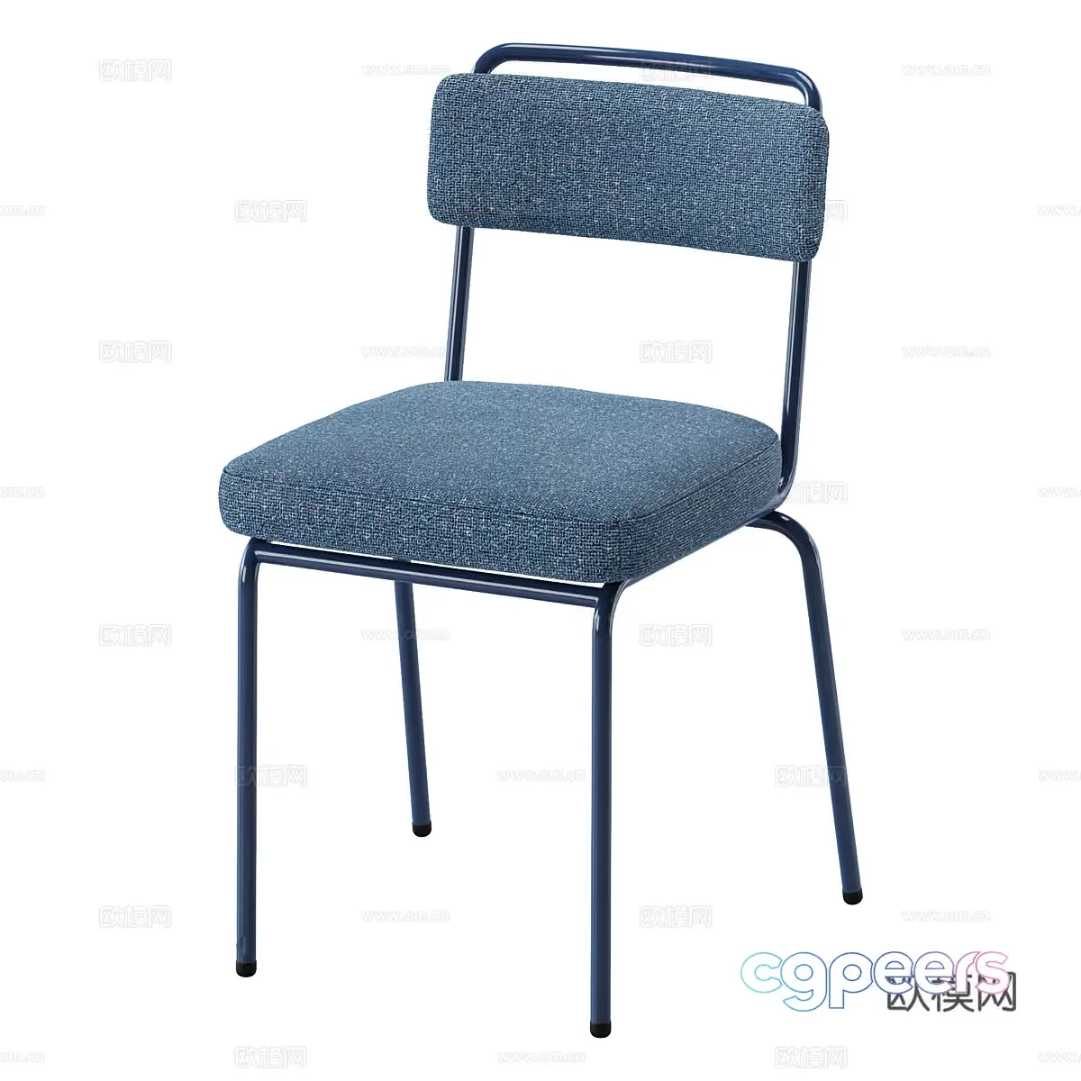 A Blue Chair With A Metal Frame 3D Model – 17385 – VRAY Render