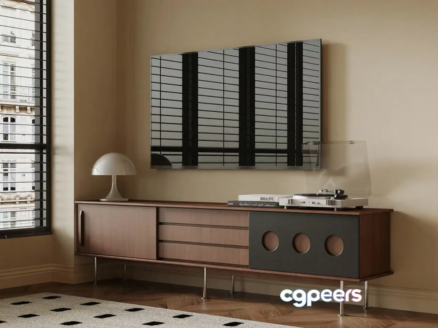 Mid-Century Modern Sideboard 3D Model – 16257 – VRAY Render