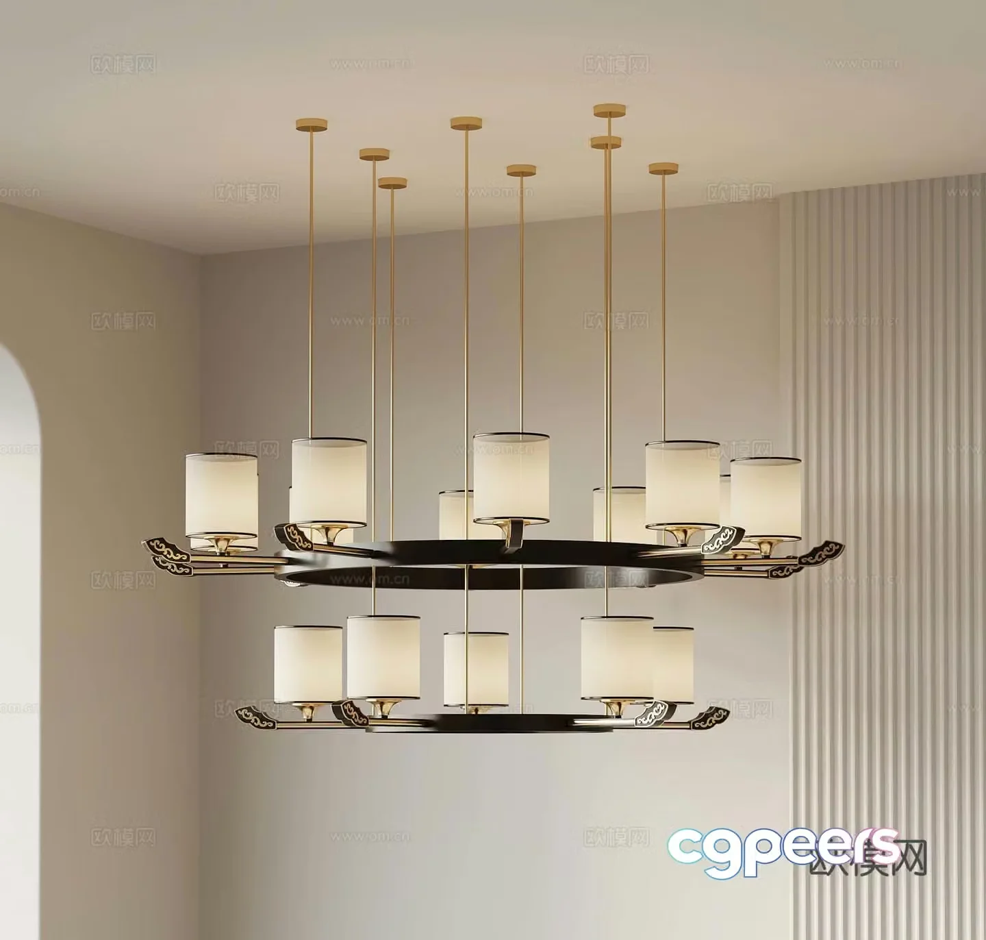 New Chinese Chandelier Restaurant Chandelier 3D Model