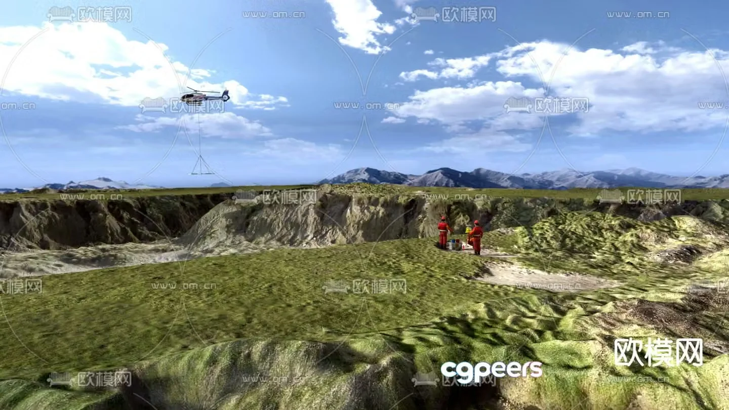 Drone exploration plateau landscape 3d model
