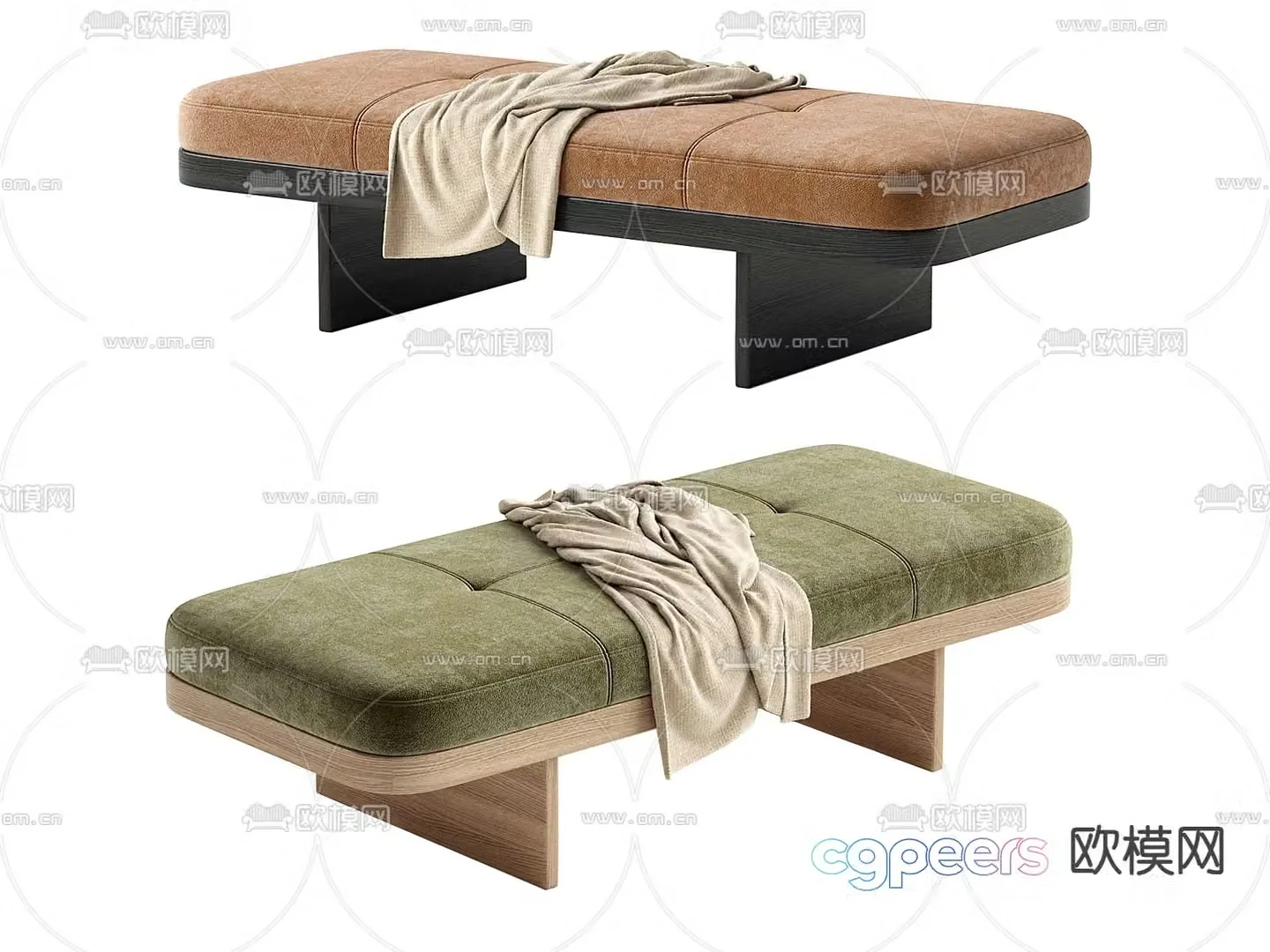 bench bed end stool footrest 3d model