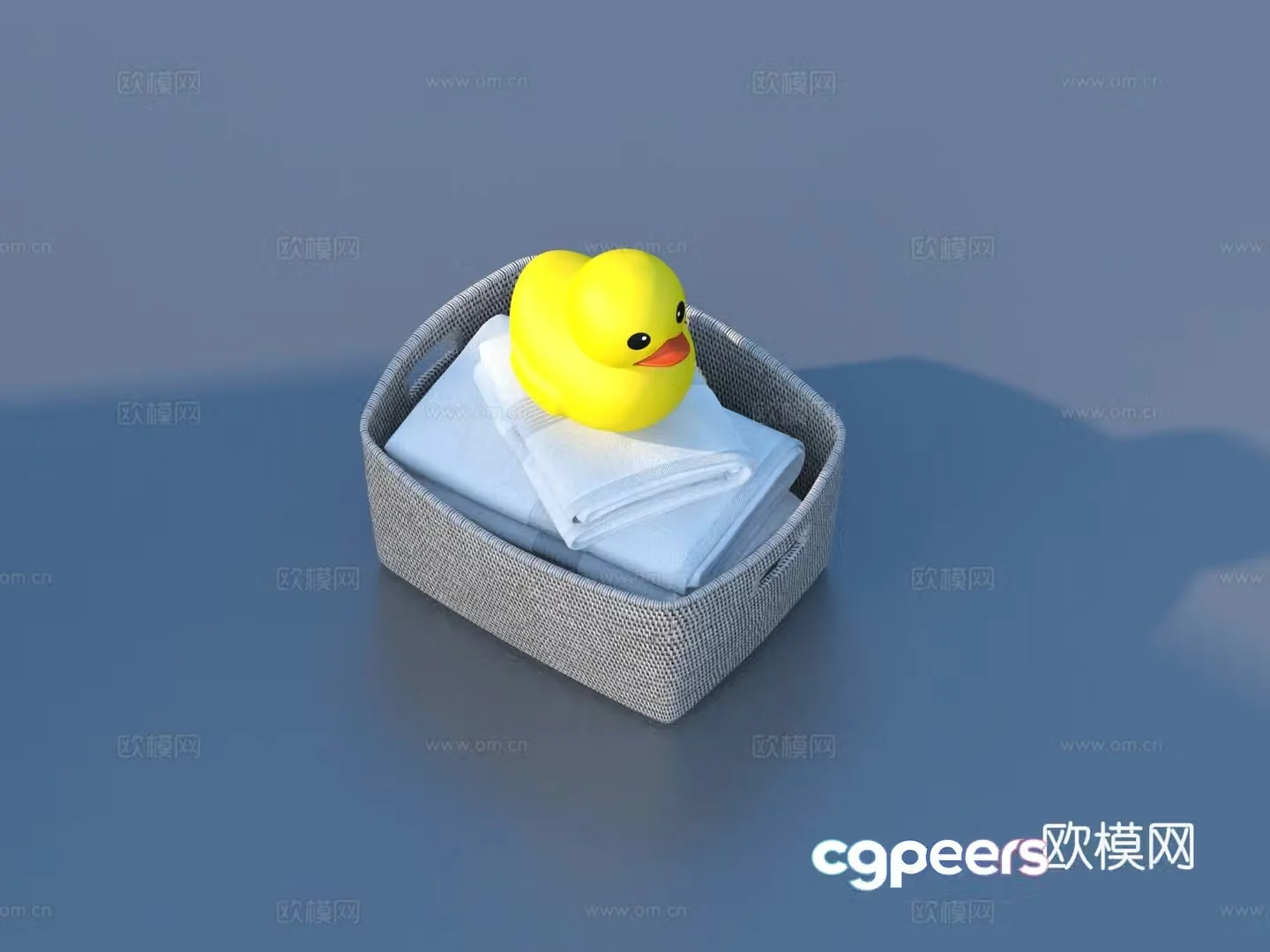 Storage basket towel little yellow duck 3d model