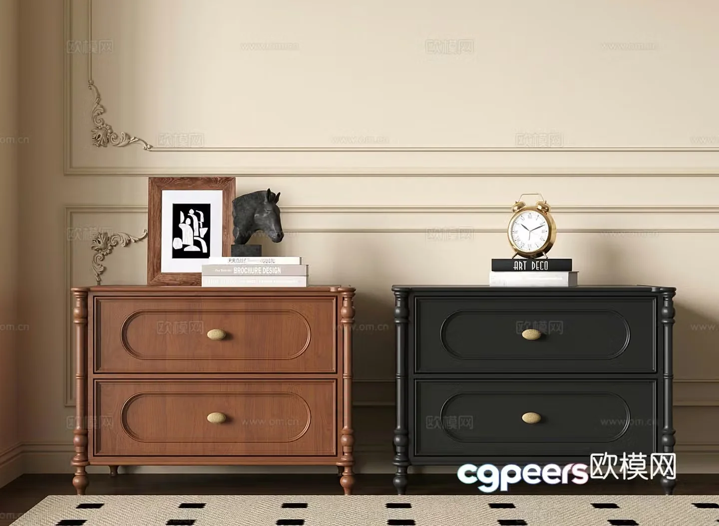 French retro bedside table 3d model