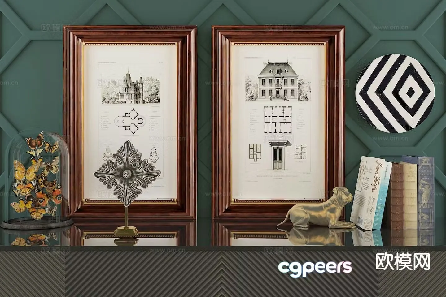 European decorative painting architectural painting hanging painting 3D model