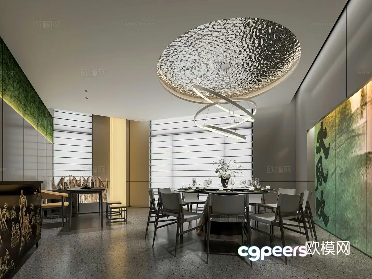 Modern dining room private room 3d model