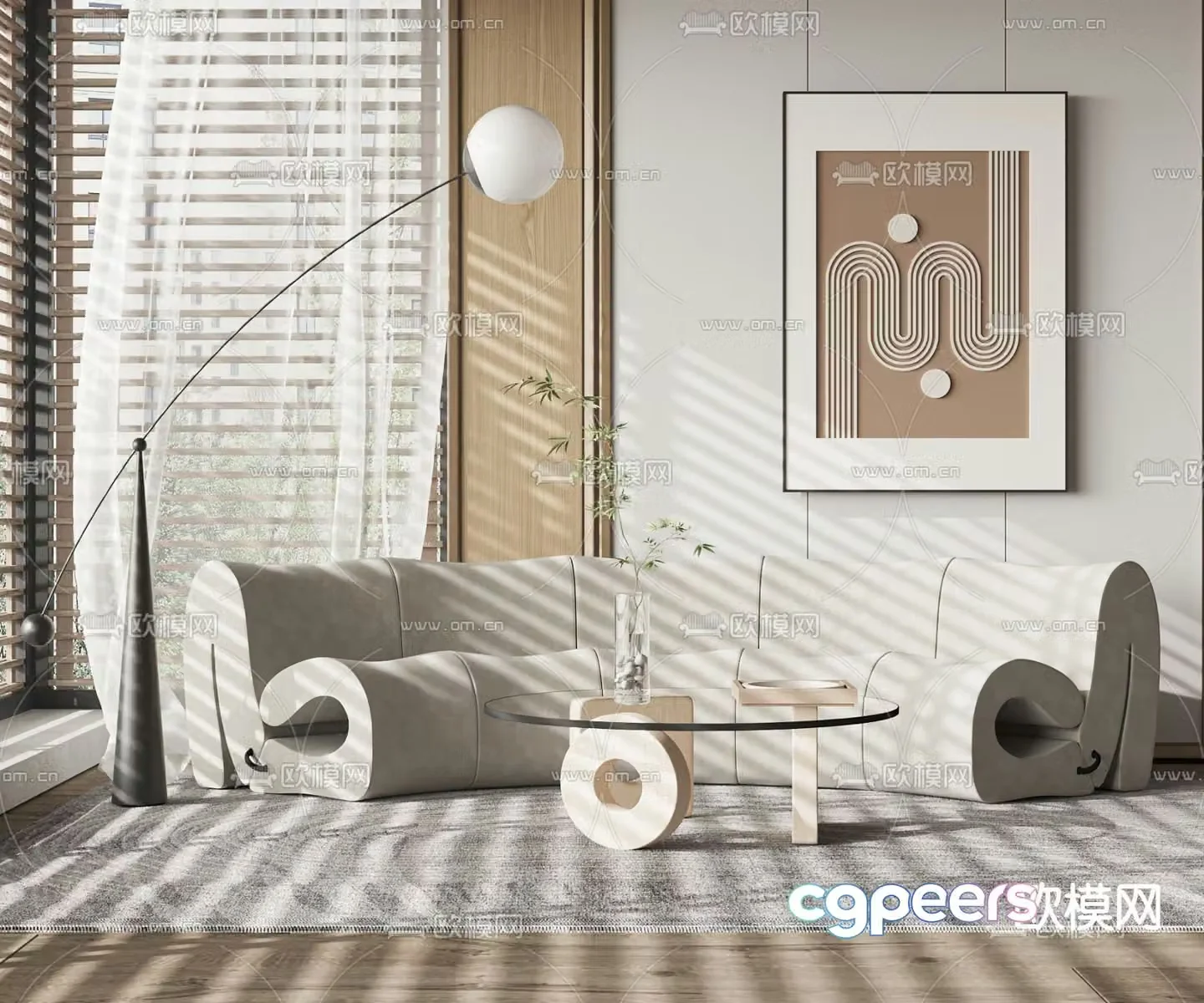 Special shaped sofa curved sofa 3d model